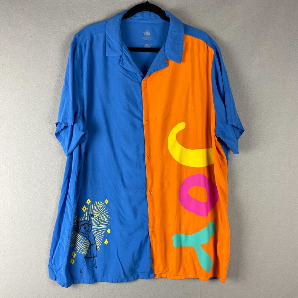 Disney Inside Out Joy Shirt Mens XXL 2XL Button Up Short Sleeve Lightweight